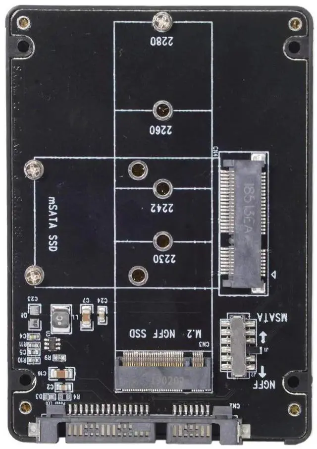Alt view image 2 of 7 - JAENFONG  Combo M.2 NGFF B-Key & mSATA SSD to SATA 3.0 Adapter Converter Case Enclosure with Switch