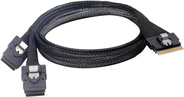 Main image of JAENFONG  PCI-E Ultraport Slimline SAS Slim 4.0 SFF-8654 8i 74pin to Dual SFF-8087 Mini SAS Cable PCI-Express 50cm