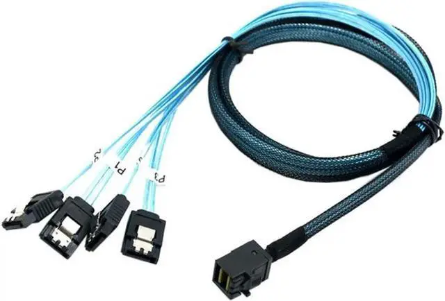 Alt view image 5 of 6 - JAENFONG SFF86434SATA50CM Internal 12G HD Mini SAS SFF-8643 to 4 x SATA Cable Hard Drive Cable,HD Mini SAS Host/Controller to 4 SATA Target/Backplane-1.64ft