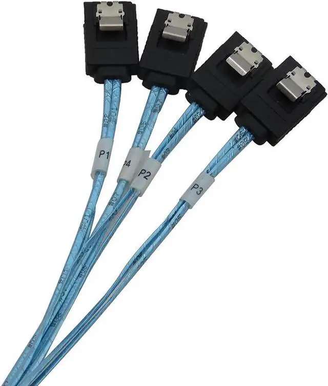 Alt view image 6 of 6 - JAENFONG SFF86434SATA50CM Internal 12G HD Mini SAS SFF-8643 to 4 x SATA Cable Hard Drive Cable,HD Mini SAS Host/Controller to 4 SATA Target/Backplane-1.64ft