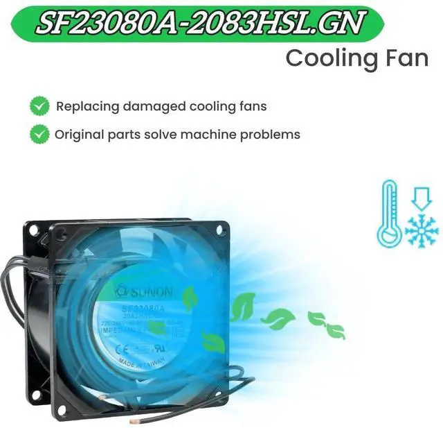 Alt view image 2 of 6 - JAENFONG  for SUNON SF23080A-2083HBL GN SF Series 2850 RPM 8038 0.09/0.08AMP 220-240V 50/60Hz Cabinet air Cooling Fan