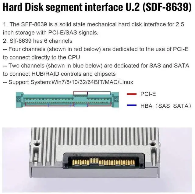 Alt view image 3 of 7 - JAENFONG U.2 Kit SFF-8639 SSD to PCI-E 3.0 X4 Adapter for Intel Motherboard & 750 NVMe PCIe SSD