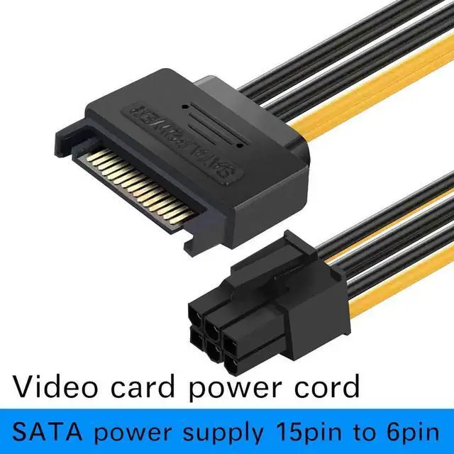 Alt view image 4 of 6 - JAENFONG 6 Pin SATA Power Cable 3 Pack SATA 15-Pin to 6-Pin PCI Express Card Power Cable Adapter 8 Inch
