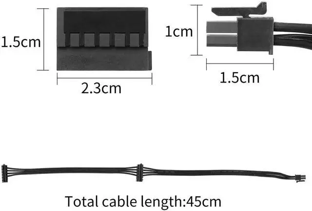 Alt view image 4 of 6 - JAENFONG Motherboard ATX Mini 4-Pin to 2X Right-Angle 15 Pin SATA Power Splitter Cable Apply for HDDSSDOptical Drives Sata Power Cable 45cm, 2-Pack