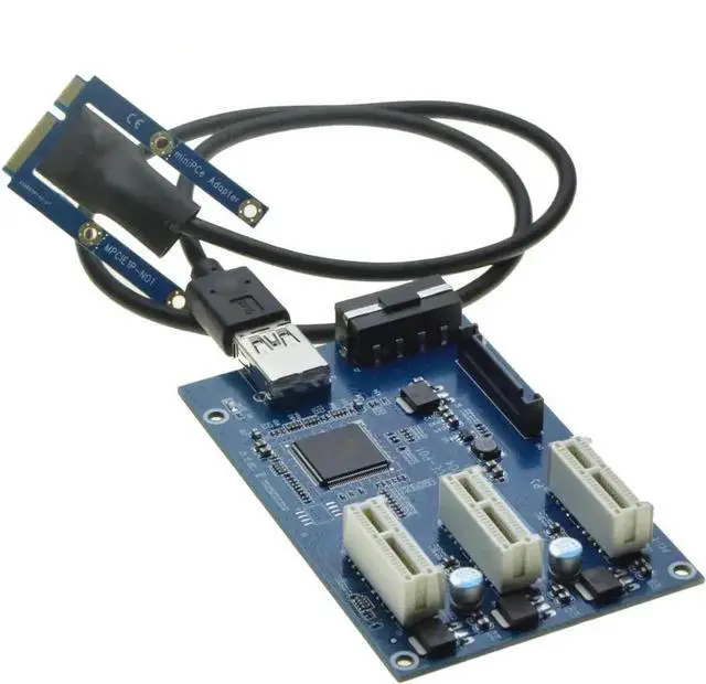 Alt view image 6 of 6 - JAENFONG  Mini PCIe 1 to 3 PCI express 1X slots Riser Card Expansion adapter Mini ATX Laptop to PCI-e Port Multiplier