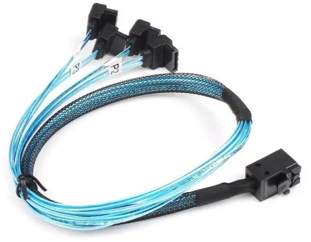 Alt view image 5 of 5 - JAENFONG Mini SAS to SATA Cable, SFF-8643 to SATA Target Angle Cable, SFF-8643 for Controller 4 Sata Connect to Hard Drive, 0.5Meter/1.6FT