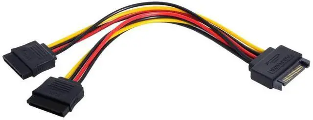 Alt view image 2 of 4 - JAENFONG SATA Power Cable,SATA II Hard Disk 15Pin Male 1 to 2 Female Splitter Extension Power Cable for SSD HDD 5V 12V