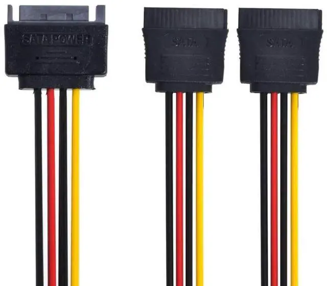 Alt view image 4 of 4 - JAENFONG SATA Power Cable,SATA II Hard Disk 15Pin Male 1 to 2 Female Splitter Extension Power Cable for SSD HDD 5V 12V