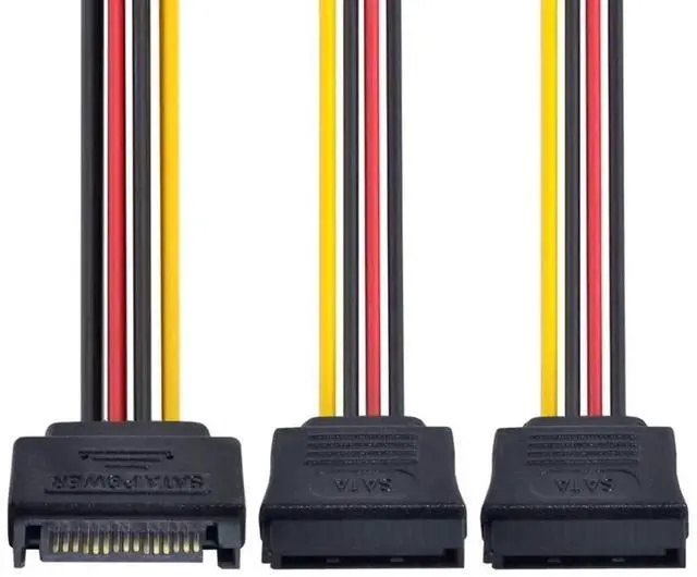 Alt view image 3 of 4 - JAENFONG SATA Power Cable,SATA II Hard Disk 15Pin Male 1 to 2 Female Splitter Extension Power Cable for SSD HDD 5V 12V