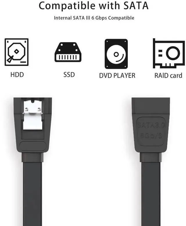 Alt view image 2 of 7 - JAENFONG SATA Cable III for SSD HDD Data,3 PCS 6Gbps Straight Angle 15 Inch Sata Data Cable Compatible for SATA Hard Drive CD Driver, CD Writer,Black