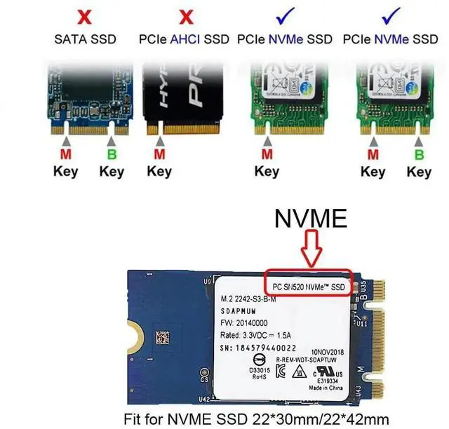 Alt view image 6 of 7 - JAENFONG M.2 NGFF M-Key NVME SSD Convert Card fit for Pro 2016 2017 13" A1708 A1707 A1706