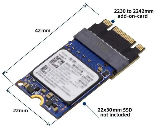Alt view image 4 of 7 - JAENFONG  NGFF B+M Key NVME M-Key 22x30mm to 22x42mm Male to Female Extension Adapter Compatible with Legion Go ThinkPad 2230 2242 SSD