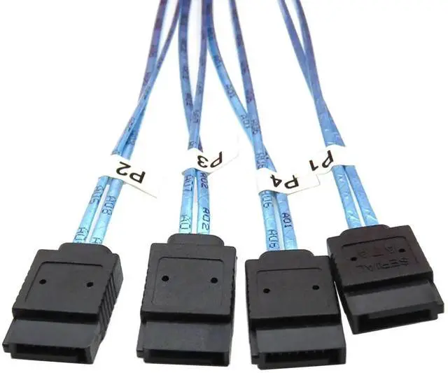 Alt view image 5 of 5 - JAENFONG SFF-8644 to 4 Sata 7 Pin Cable, External Mini SAS HD SFF-8644 to 4 Port SATA Cable, Hard Disk Data Server Raid Cable 1 Meter 3.2 FT