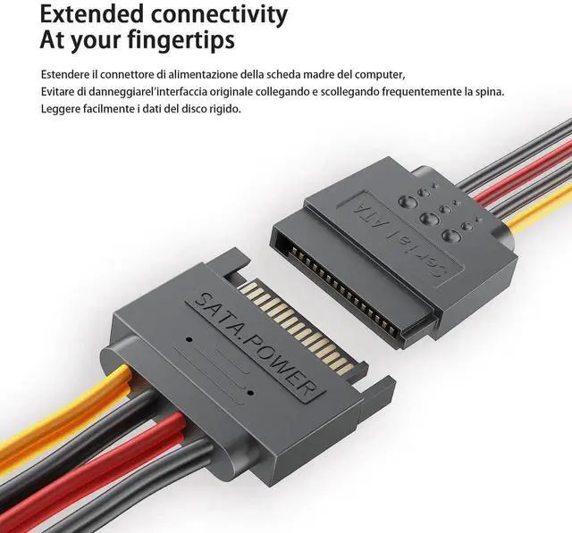 Alt view image 2 of 7 - JAENFONG 3-Pack 15 Pin SATA Power Splitter Cable, 8 Inch Sata Male to 2X Female Cable for HDDSSDOptical Drives