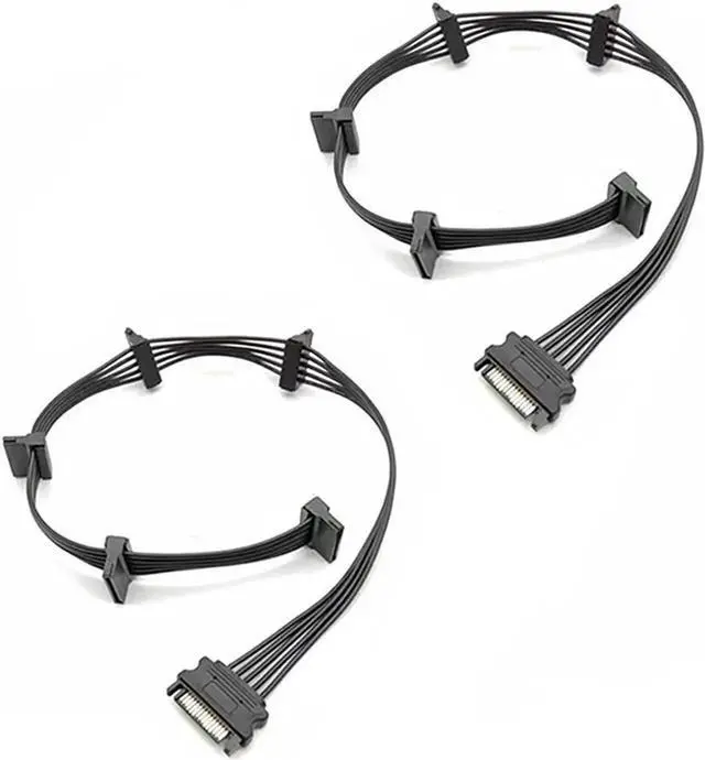 Main image of JAENFONG 15 PIN Sata Power Splitter(2Packs) 15 Pin Sata to 5 Sata Power Splitter Adapter Cable- 21 Inches