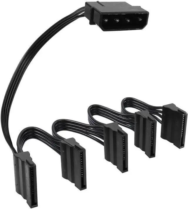 Main image of JAENFONG IDE to SATA Power Cable LP4 4 Pin 1 to 5×15 Pin SATA Splitter Supply Adapter Converter Cable for PC Server Hard Drive (1 to 5)