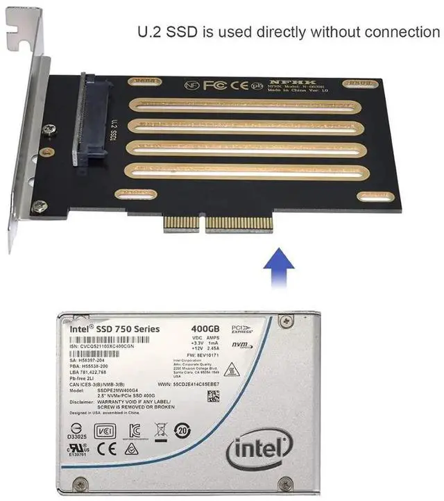 Alt view image 4 of 7 - JAENFONG  U.2 U2 Kit SFF-8639 to PCI-E 3.0 x4 Lane Host Adapter for Intel Motherboard & 750 NVMe PCIe SSD
