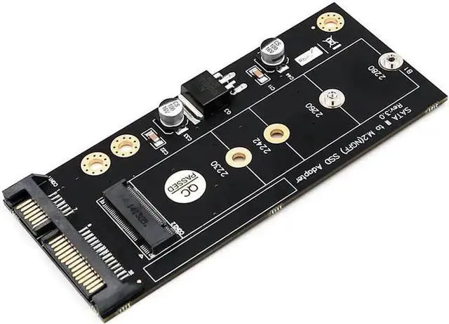 Alt view image 2 of 3 - JAENFONG  M2 to SATA Adapter M.2 NGFF SATA SSD Raiser Expansion Card for 2230 2242 2260 2280mm M.2 Solid State Disk with 3.5" Bracket Tray