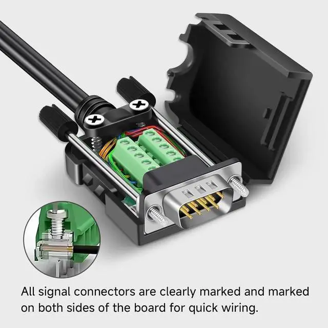 Alt view image 5 of 5 - JAENFONG DB9 Breakout Connector, Male 9PIN Port RS232 Serial Adapter, Solderless Module Board with Screw Terminals, Case, Long Bolts