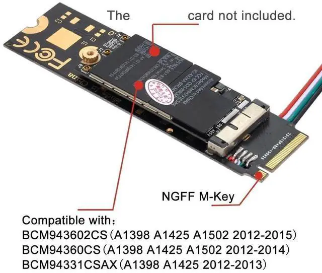 Alt view image 2 of 7 - JAENFONG  6 Pin + 12 Pin Card to M.2 NGFF Key-M NVME SSD Adapter for BCM94360CD BCM94360CS BCM943602CS BCM94360CS2