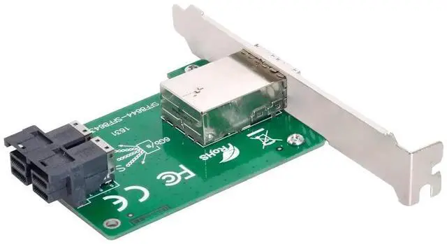 Alt view image 5 of 7 - JAENFONG Dual Ports Mini SAS HD SFF-8644 to Internal SAS HD SFF-8643 PCBA Female Adapter with Low Profile Bracket