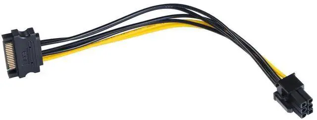 Main image of JAENFONG 15Pin SATA to 6 Pin PCI-Express Video Card Power Adapter Cable, Cable Length 20cm/8inch