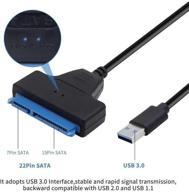 Alt view image 3 of 7 - JAENFONG USB 3.0 SATA III Hard Drive Adapter Cable SATA III Hard Drive External Converter Cable for 2.5 Inch SSD & HDD Data Transfer Support UASP