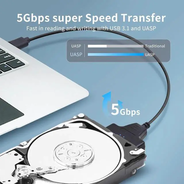 Alt view image 7 of 7 - JAENFONG USB 3.0 SATA III Hard Drive Adapter Cable SATA III Hard Drive External Converter Cable for 2.5 Inch SSD & HDD Data Transfer Support UASP