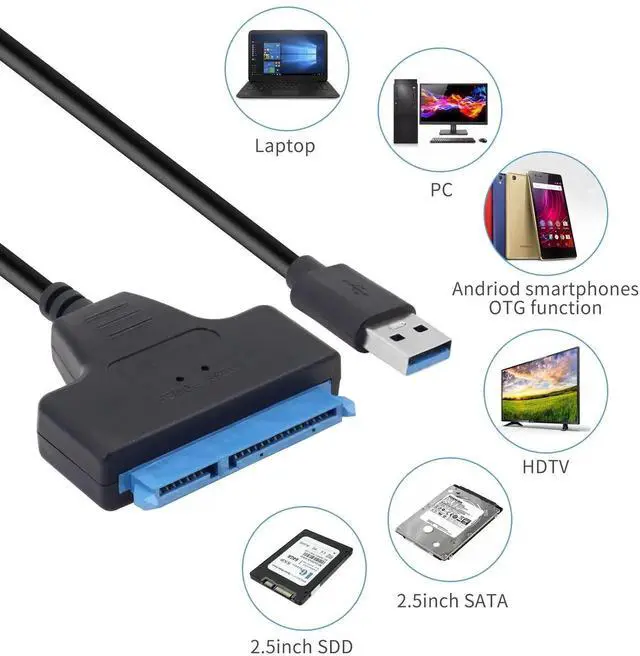 Alt view image 2 of 7 - JAENFONG USB 3.0 SATA III Hard Drive Adapter Cable SATA III Hard Drive External Converter Cable for 2.5 Inch SSD & HDD Data Transfer Support UASP