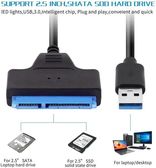 Alt view image 4 of 7 - JAENFONG USB 3.0 SATA III Hard Drive Adapter Cable SATA III Hard Drive External Converter Cable for 2.5 Inch SSD & HDD Data Transfer Support UASP