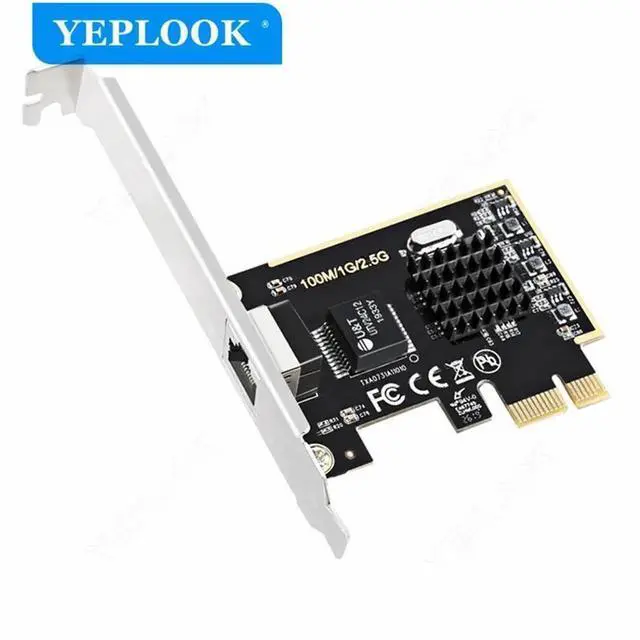 Alt view image 3 of 5 - 2.5Gbps Desktop Computer Game Wifi Card PCIe x1 to Single Port RJ45 2500Mbps Gigabit Network Adapter with Heat Sink Chip RTL8125