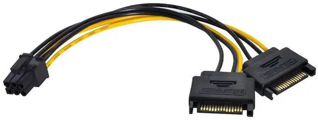 Main image of JAENFONG Dual SATA 15Pin Power to PCIE 6Pin Power Supply Adapter Converter Cable for EPS 12V Graphics Card