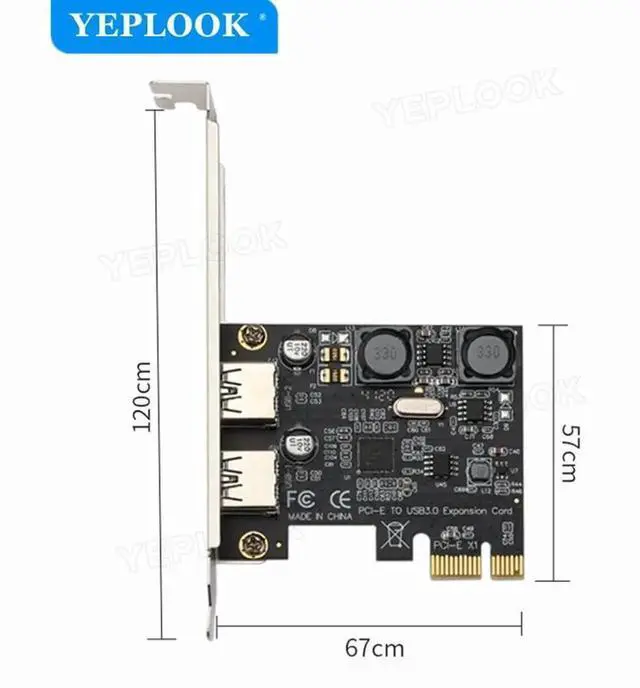 Alt view image 3 of 5 - PCI-E 2 Port USB3.0 Expansion Card High Speed 5Gbps Adapter Card PCIe USB3.0 Converter 4A Self-powered VIA Chipset with Bracket