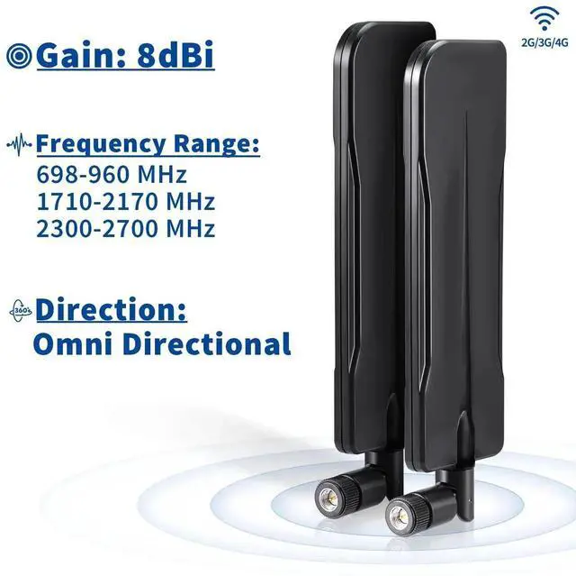 Alt view image 4 of 4 - 2pcs 700-2800Mhz WiFi/GSM/3G/4G LTE Wide Band Omni Directional SMA Male Antenna Wireless Signal Booster Amplifier Modem