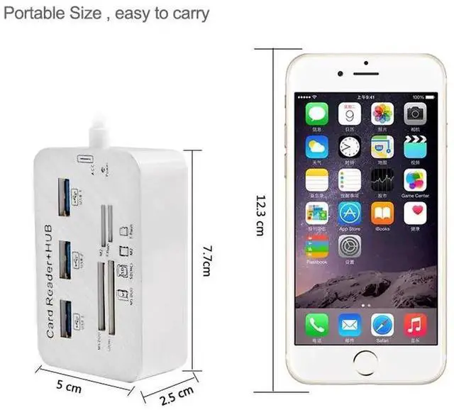 Alt view image 6 of 6 - 2 in 1 USB 3.0 HUB Card Reader Combo Micro SD TF Memory Card Reader USB Disk PC Mouse Adapter Phone Tablet Charging Extend Dock