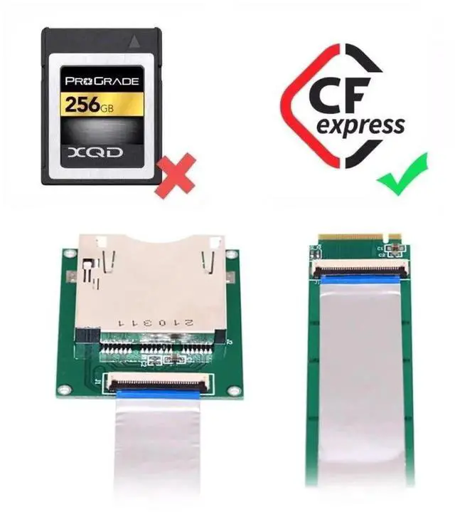 Alt view image 7 of 7 - JAENFONG  USB 3.1 Gen 2 10Gbps CF Express Type B Memory Card Reader to M.2 NVME PCB Converter Adapter with 20cm Flat Cable