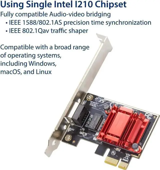 Alt view image 6 of 6 - JAENFONG  Single Port Gigabit Ethernet PCI-e x1 Intel I210 Network Interface Card (SY-PEX24068)