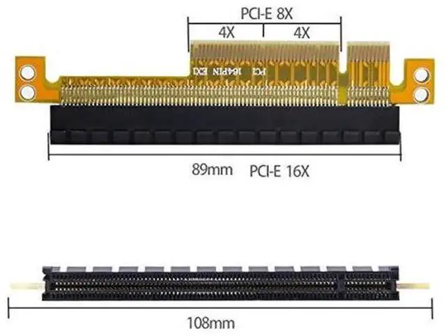 Alt view image 3 of 5 - JAENFONG  PCI-E Express 8X to 16x Extender Converter Riser Card Adapter Male to Female Extension Adapter