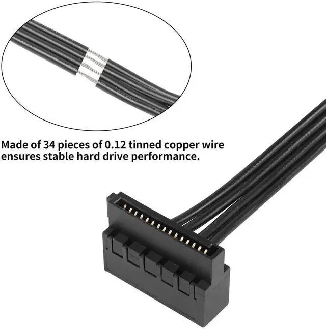 Alt view image 7 of 7 - JAENFONG Motherboard ATX Mini 4 Pin to Right-Angle 15 Pin SATA Female Power Adapter Cable for Hard Drive HDD Blu-ray and CD Drives (40cm, 2Pack)