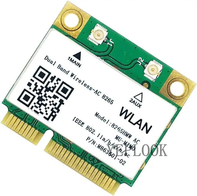 Alt view image 3 of 4 - Wireless-AC 8265 8265HMW 8265AC 867Mbps+300Mbps Dual Band 2.4G/5Ghz 802.11ac 2x2 Bluetooth 4.2 Mini PCIe Half Size Network Card