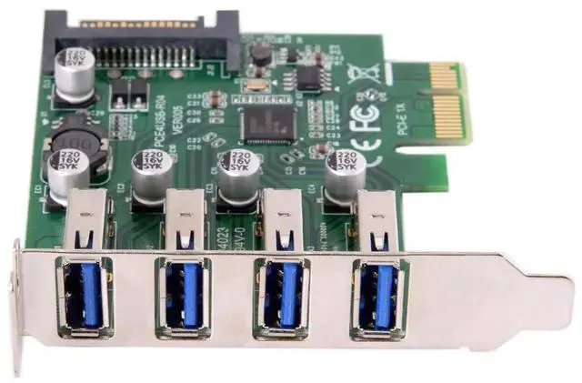 Alt view image 2 of 7 - JAENFONG  4 Port PCI-E 1X to 4 USB 3.0 HUB PCI Express Expansion Card Adapter with 80/120mm PCI-E Slot Bracket