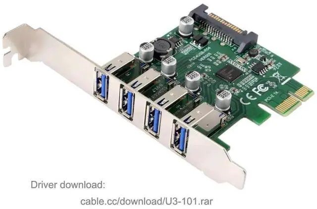 Alt view image 3 of 7 - JAENFONG  4 Port PCI-E 1X to 4 USB 3.0 HUB PCI Express Expansion Card Adapter with 80/120mm PCI-E Slot Bracket