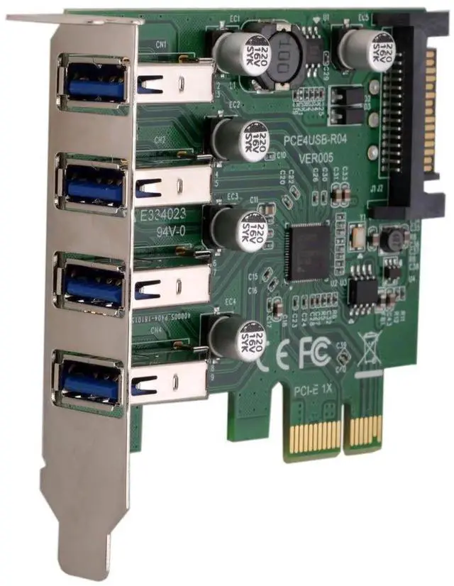 Alt view image 7 of 7 - JAENFONG  4 Port PCI-E 1X to 4 USB 3.0 HUB PCI Express Expansion Card Adapter with 80/120mm PCI-E Slot Bracket