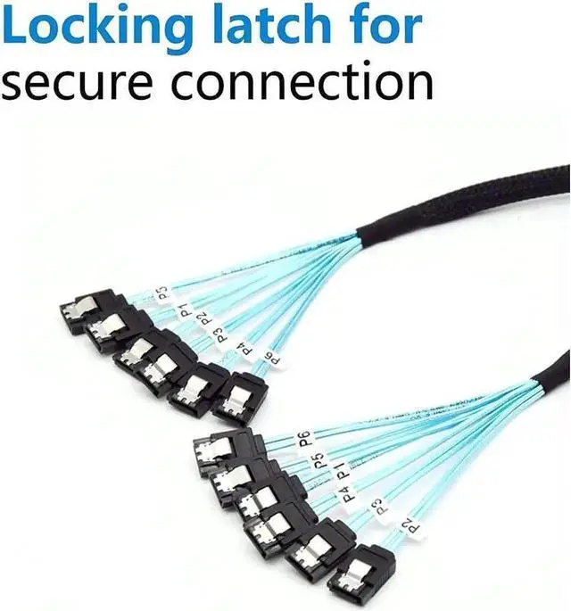 Alt view image 3 of 6 - JAENFONG High Speed 6Gbps 6pcs/Set Sata Cable SAS Cable for Server 0.5m