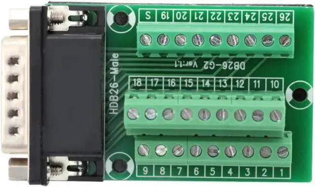 Alt view image 3 of 3 - JAENFONG DB26 DB26-G2-01 Male Adapter to PCB Terminal Signals Module Breakout Board Connector