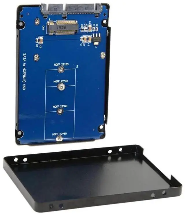 Alt view image 7 of 7 - JAENFONG B+M Key Socket 2 M.2 NGFF (SATA) SSD to 2.5 SATA Adapter Card Adapter with Black Metal Case