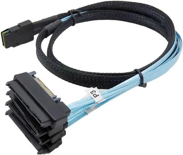 Alt view image 3 of 3 - JAENFONG SATA Cable to 4 SFF-8482 Target Mini SAS SFF-8087 Host SAS Disk 1m