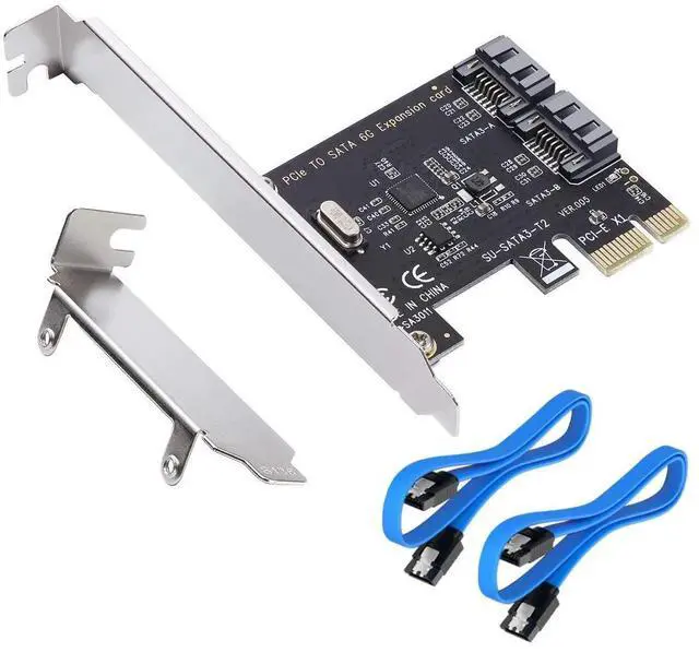 Main image of JAENFONG MHQJRH PCI Express 3.0 (2-Port) Controller Card, PCIe to SATA III 6Gb/s Converter, Supports SSD and HDD, Includes Bracket and 2 SATA Cables