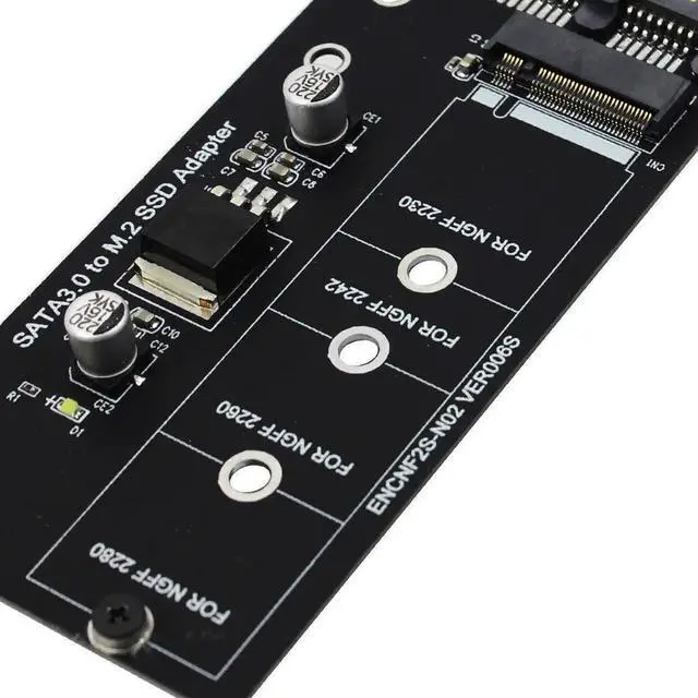 Alt view image 2 of 7 - JAENFONG SATA 3 to M.2 (NGFF) SSD 7+5 Pin Connector Converter Adapter Card M2 to SATA III Expansion Card B Key Support 30/42/60/80mm (Black)