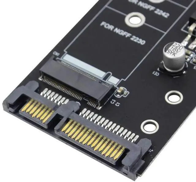 Alt view image 4 of 7 - JAENFONG SATA 3 to M.2 (NGFF) SSD 7+5 Pin Connector Converter Adapter Card M2 to SATA III Expansion Card B Key Support 30/42/60/80mm (Black)